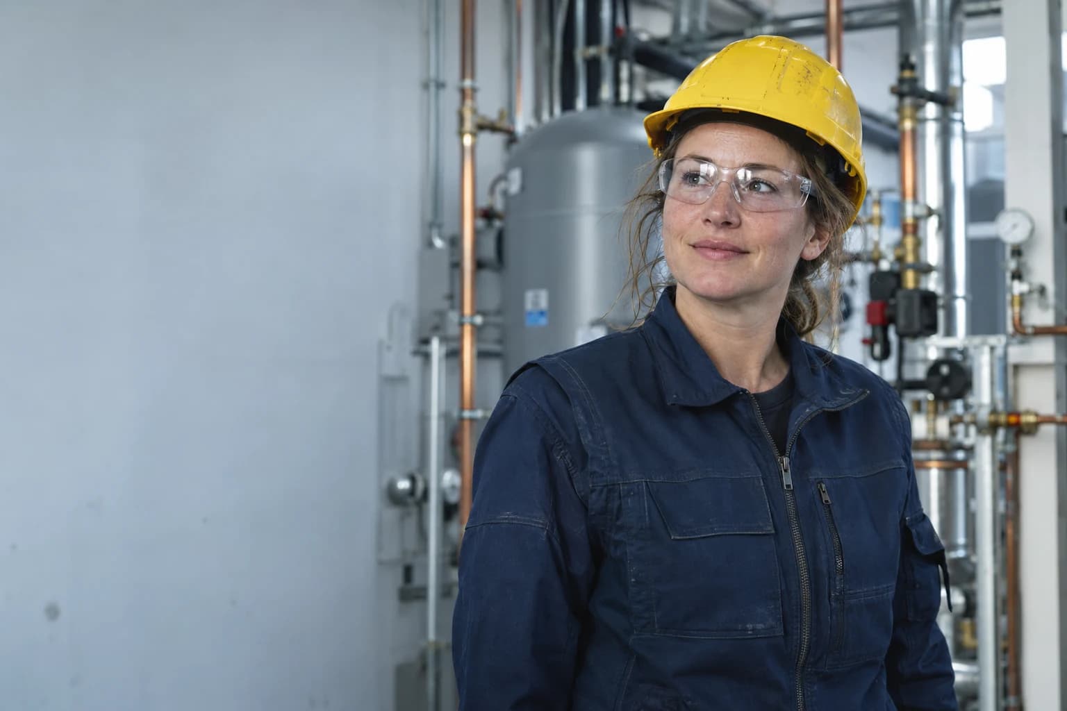 Installatiemonteur in een technische ruimte